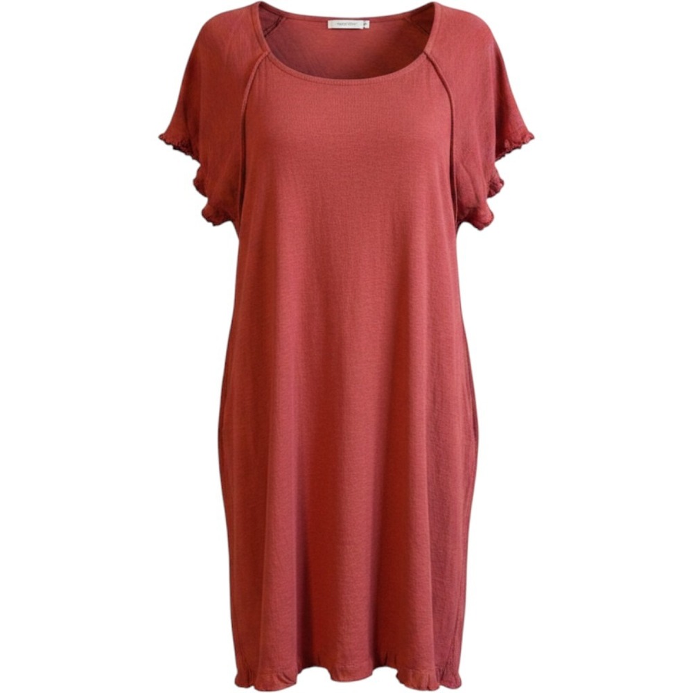 Umgee Women's Animal Print Back Linen High-Low Dress With Fringe XL